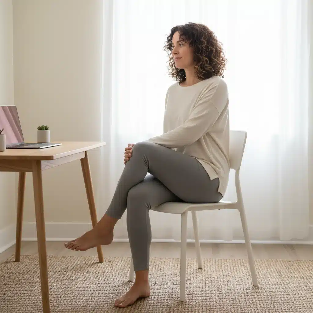 Person performing gentle seated yoga stretch
